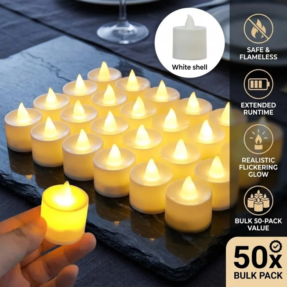 LED Electronic Candles Lights Flameless Flickering Candle Battery Powered Wishing Tealights Home Wedding Party Decor Lighting