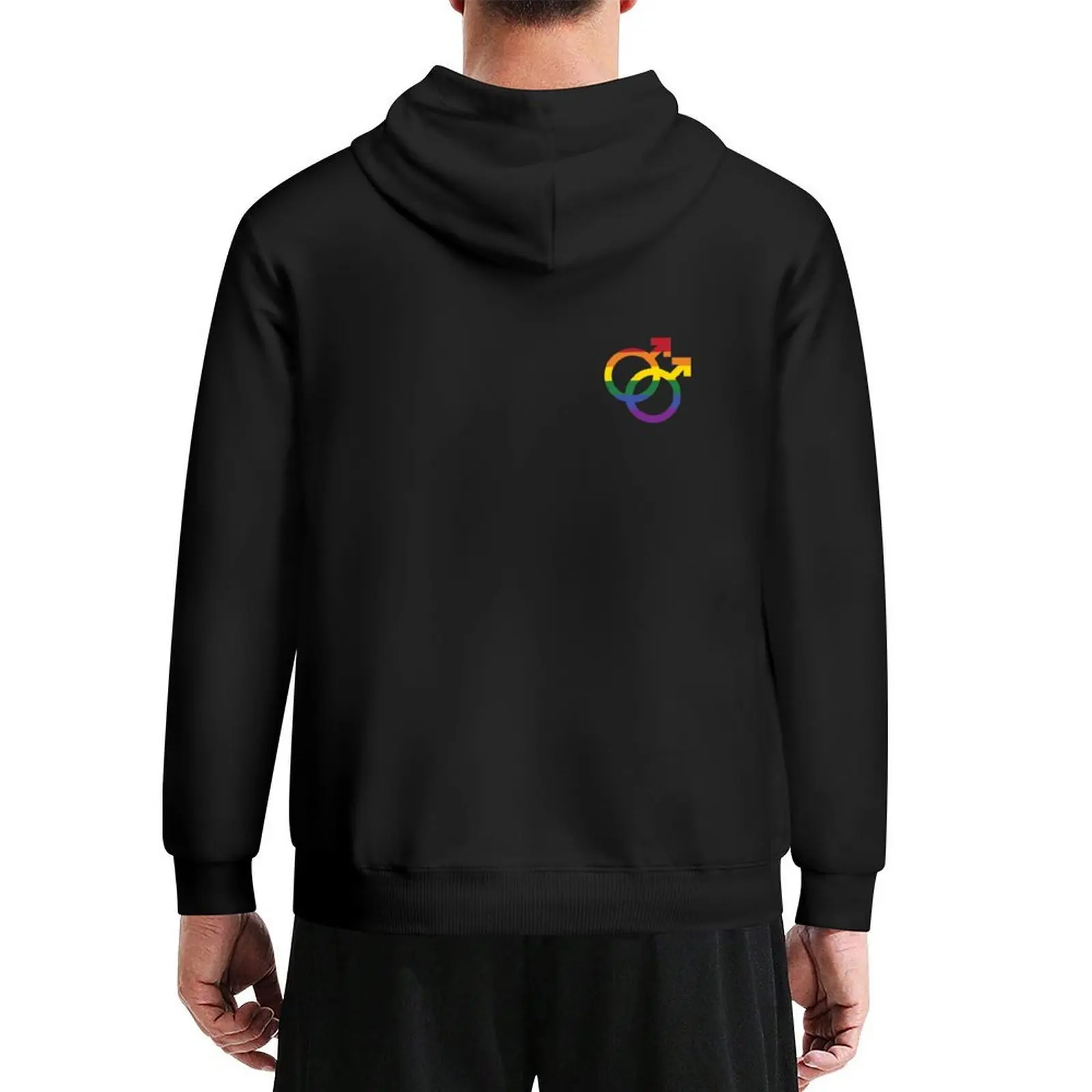 

mlm, interlocking symbols with rainbow flag Hoodie mens clothes men's autumn clothes autumn aesthetic clothing men hoodie