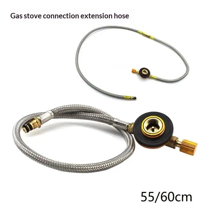 55/65CM Camping Flat Gas Tank Extension Hose Durable Anti-Aging Inflation Connection Line for Hiking Picnic Patio BBQ