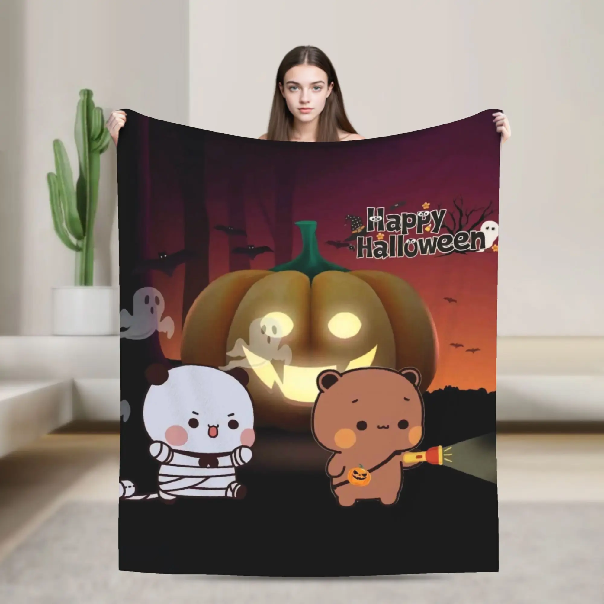 Bubu & Dudu Halloween Super Soft Blankets  Children Plush Throw Blanket Fashion Outdoor Flannel Bedspread Sofa Bed Cover