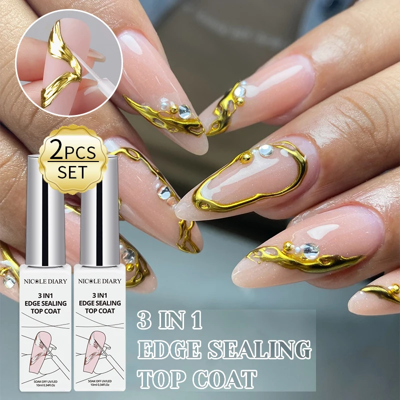 NICOLE DIARY 10ml Edge Sealing Top Coat For Applying Mirror Powder Fill in Decoration Gaps Semi Permanent Partial Top Coat Manic