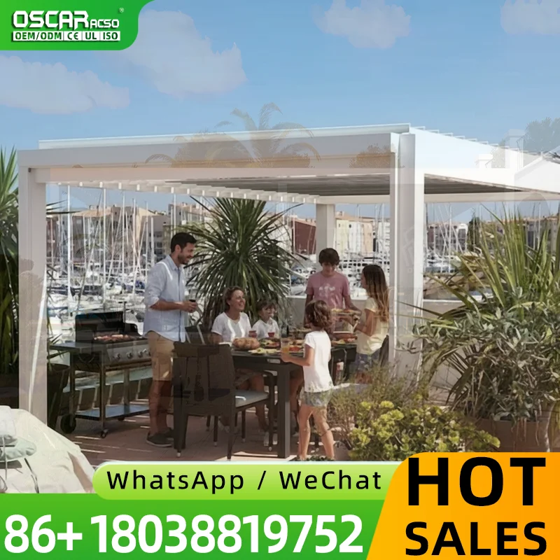 New Design Motorized Screen Roller Blinds Outdoor Aluminium Louvre Pergola for Patio Garden Balcony pergola