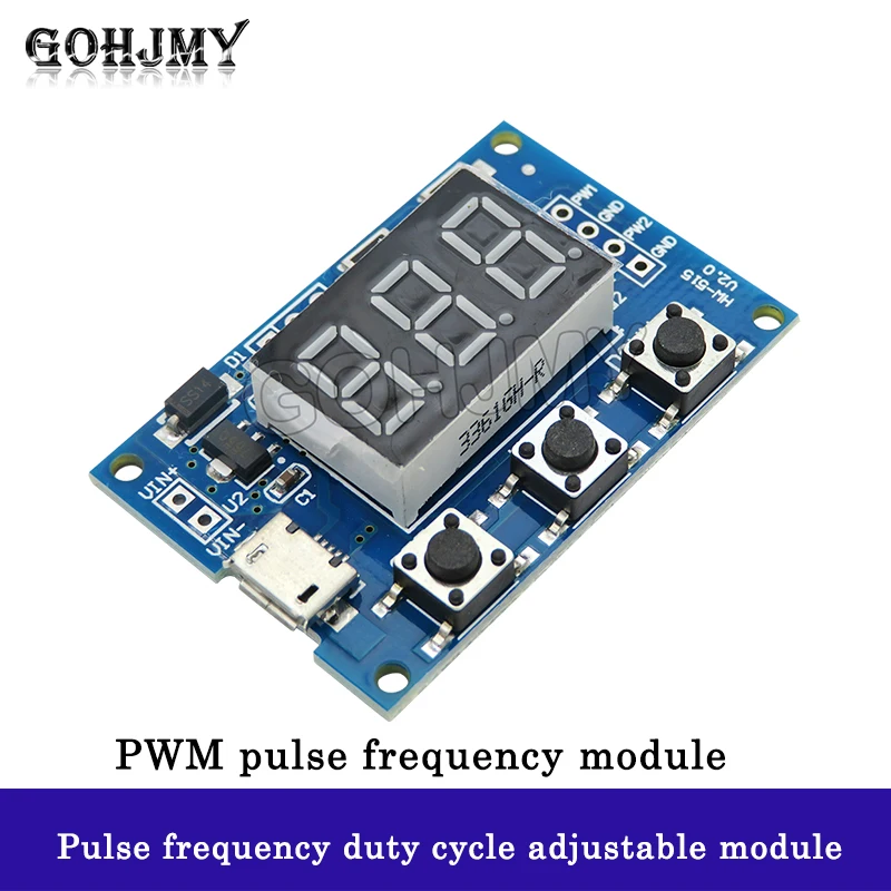 Módulo ajustable de ciclo de trabajo de frecuencia de pulso PWM de 2 vías, generador de señal de onda rectangular de onda cuadrada accionado por motor paso a paso