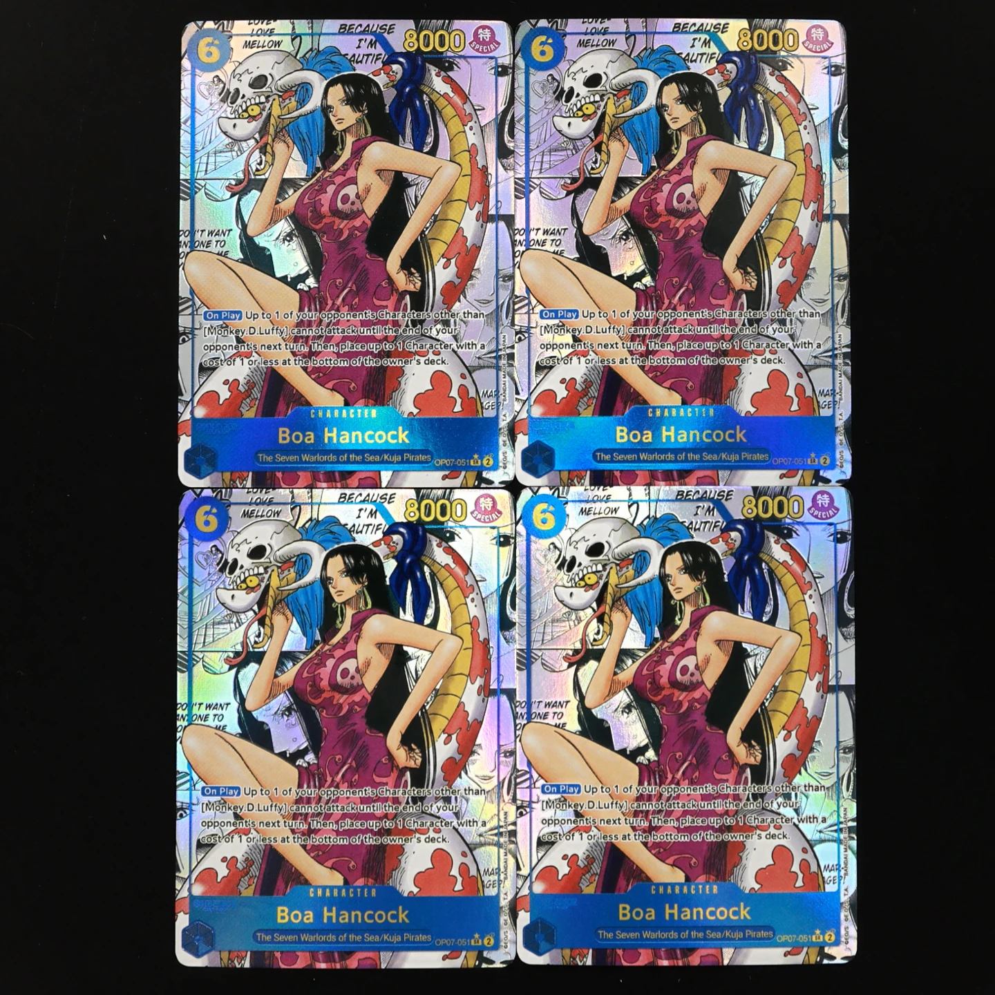 

One Piece TCG OPCG English Boa Hancock Manga Card OP07-051 Boa 6 Cost Blue Boa Textured Foil Anime Collectible Card