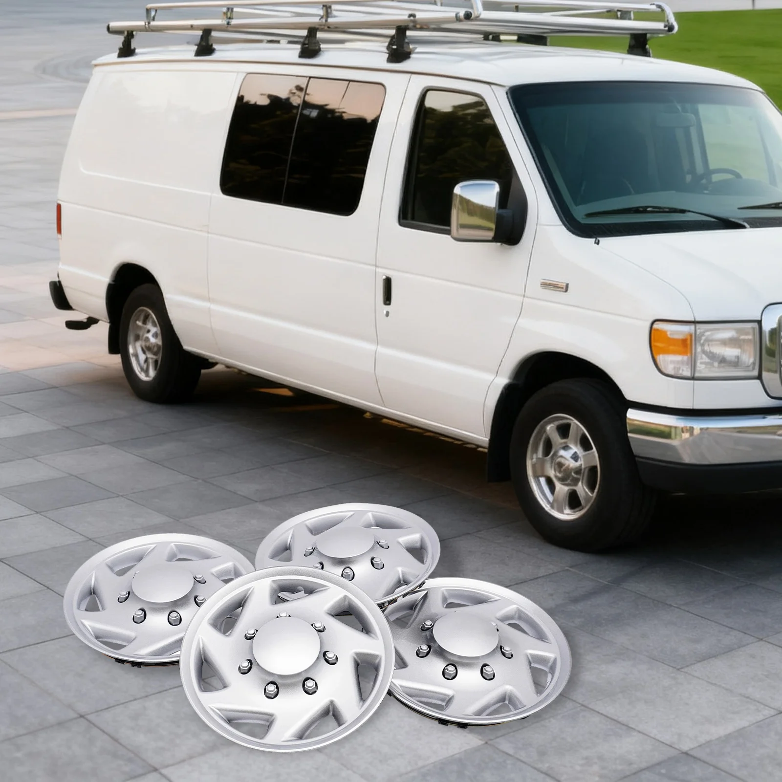 

4 шт. колпаки ступиц, подходят для 99-18 Ford E350 E450 Econoline Van, полные колпаки ступиц, симуляторы ободов, колпаки на колеса