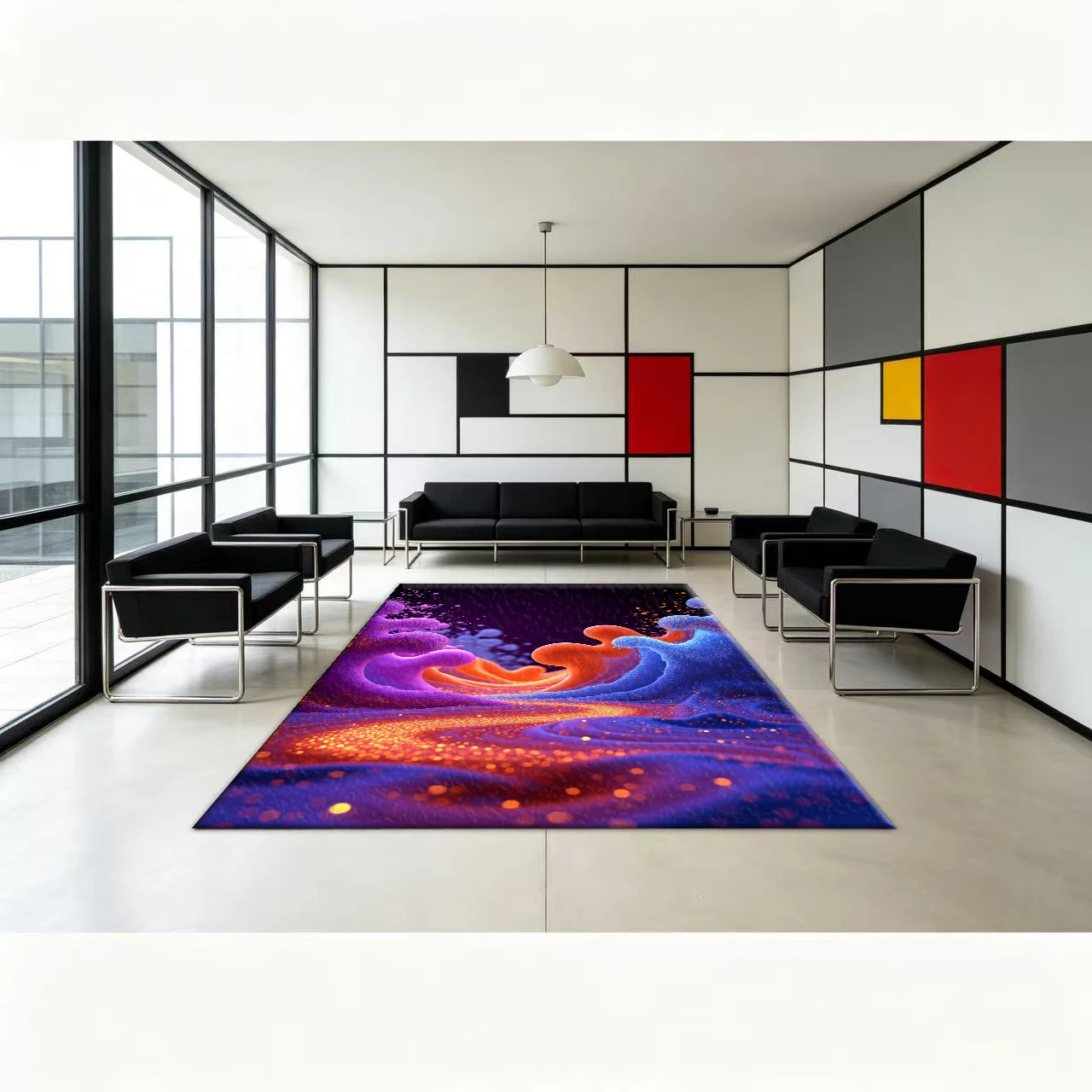 3D Colorful Liquid Flashing Abstract Art Carpet Modern Gradient Non-Slip Living Room Carpet