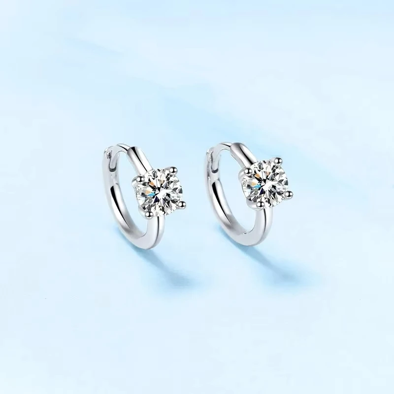 

Простые женские свадебные серьги-кольца, обручальные PT950, платиновый муассанит, бриллиант 1/2 карата, подарок на день Святого Валентина подруге, день рождения