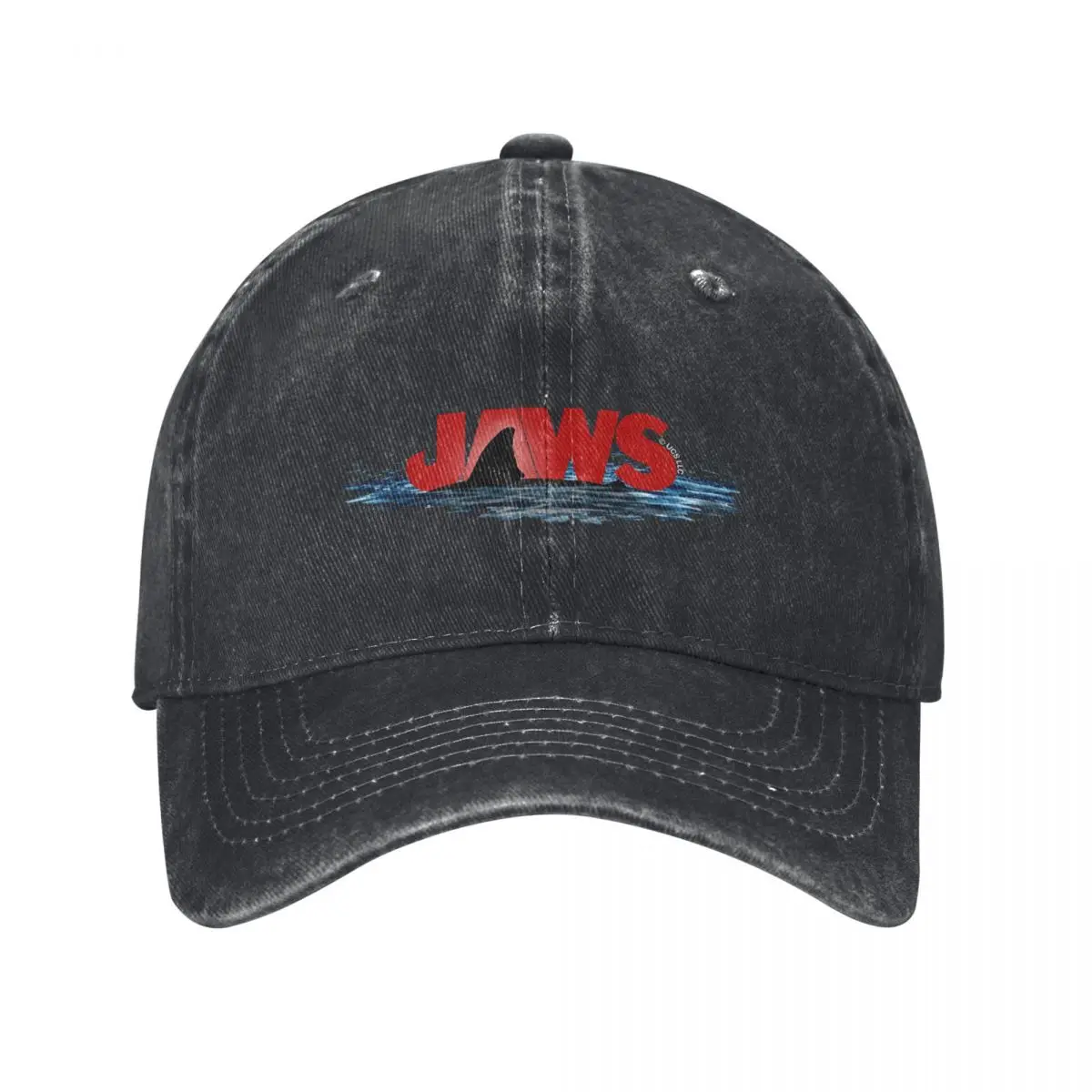 JAWS LOGO with GREAT WHITE SHARK FIN EMERGING FROM THE OCEAN SURFACE Baseball Cap Anime Hat Woman Men's