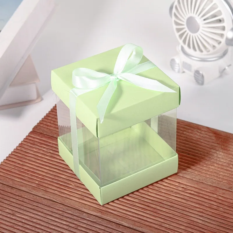 10Pcs Clear Favor Boxes, Clear Gift Boxes Mini Transparent Cube Macaron Boxes Candy Boxes for Wedding Favors Baby Shower