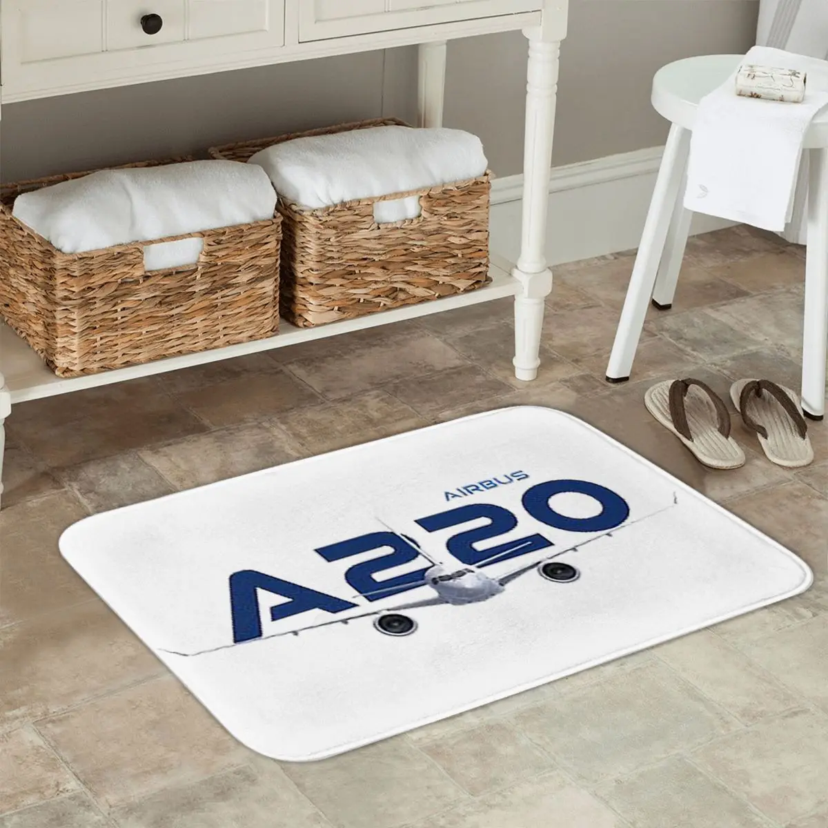 Airbus A220 felpudo antideslizante, alfombra lavable para entrada de cocina, hogar, baño, sala de estar, alfombrillas