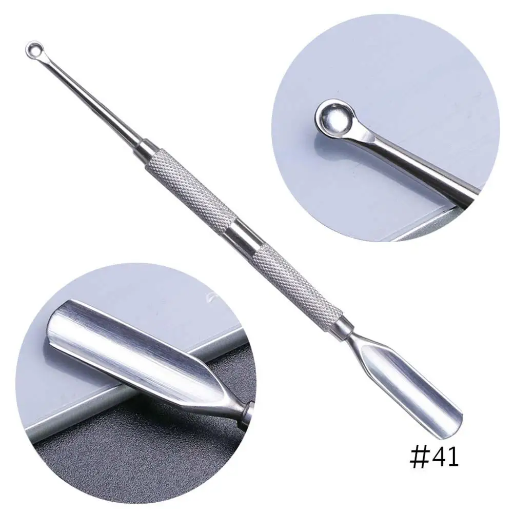 

1pc Double-end Nail Cuticle Shovel Remover Stainless Steel Pusher Nail Cuticle Cleaner Care Tool with Cover