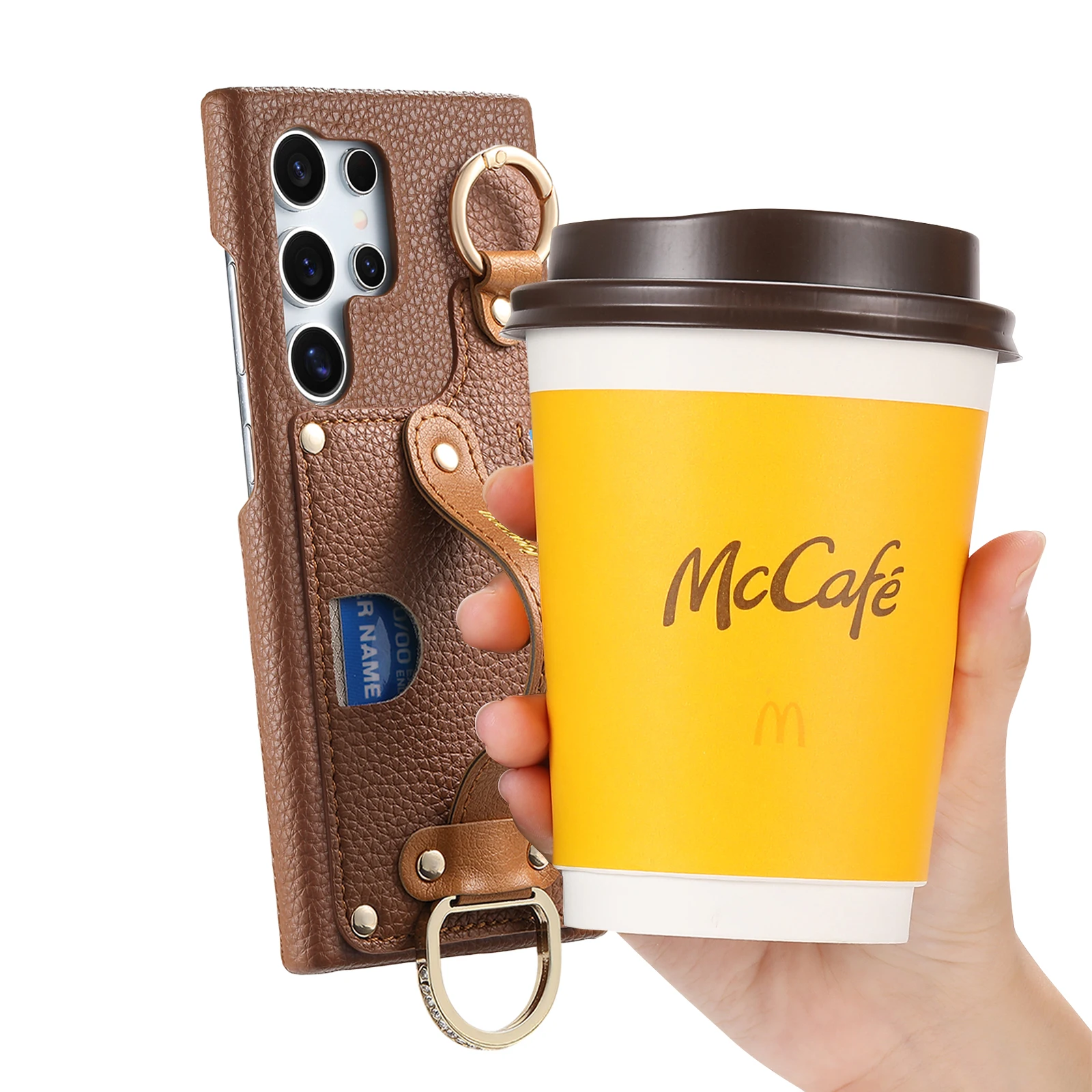 Wristband Cards Solt Ring Holder Leather Wallet Case For Samsung Galaxy S24 Ultra S23 Plus S22 A55 A15 A35 A25 A54 Stand Cover