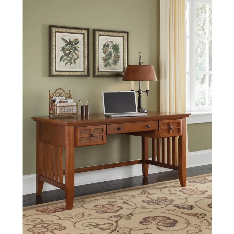 Executive Desk By Embellishes Typical Mission Styling with Framed Doors Showcasing Raised Wood Lattice Moldings