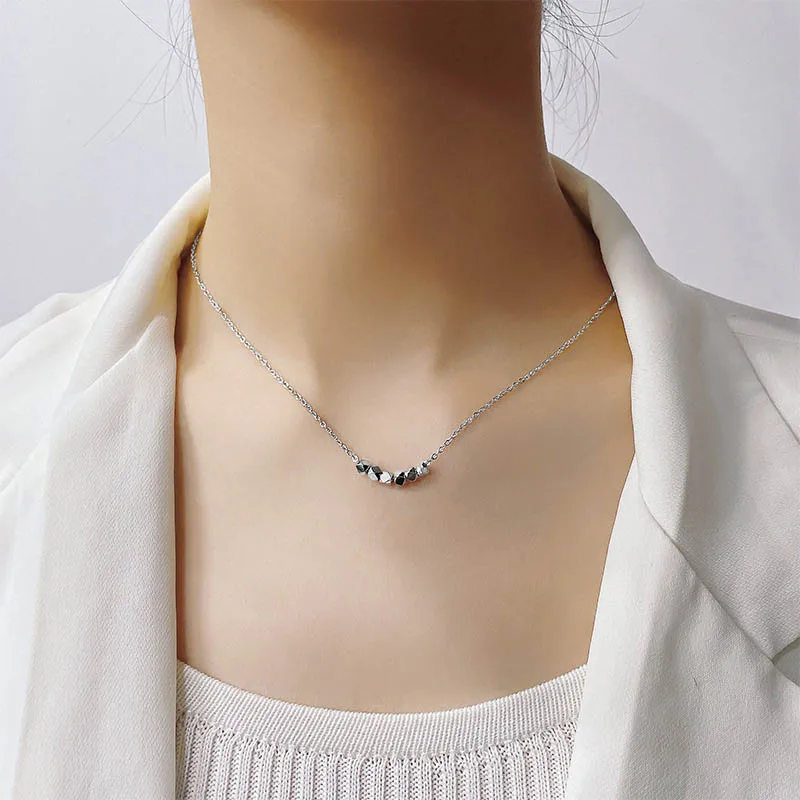 Spinning Beads Geometric Polygonal Blocks Choker Necklace for Women Silver Plated Jewelry Gift for Ladies And Girls