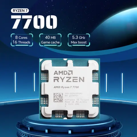 AMD Ryzen 7 7700 3.8GHz 8-Core 16-Thread L3=32M Processor 65W R7 7700 Socket AM5 5NM DDR5 NEW but No Fan