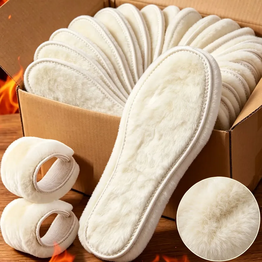 Winter Thermal Insoles Unisex Plush Fleece Thick Soft Warm Cushion Pads for Snow Boots Men Women Comfort Shoe Inner Sole