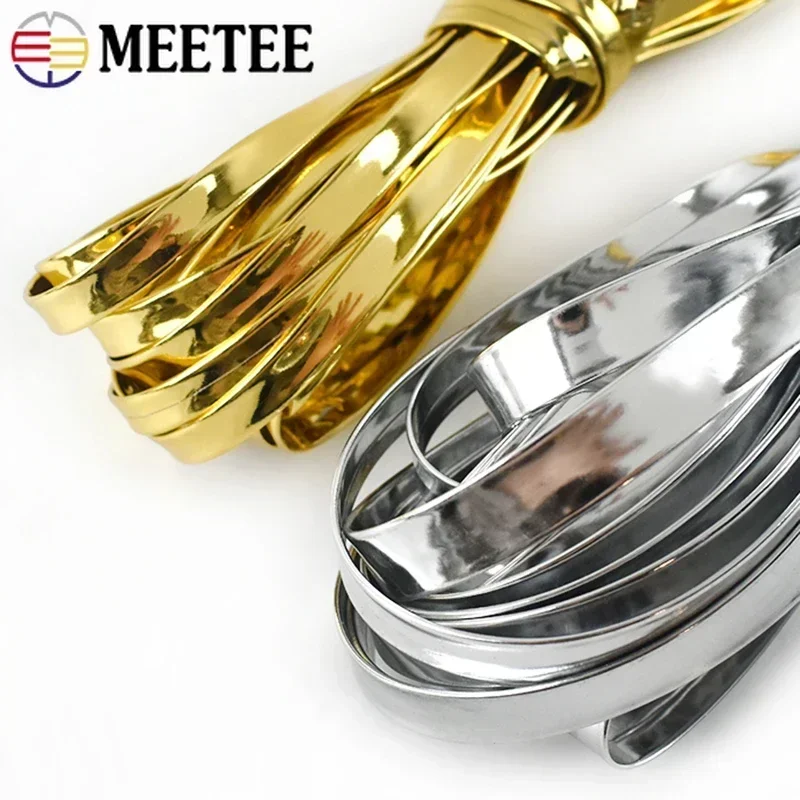 5M 5/8/10/15/20mm PU Hemming Ribbon Mirror Leather Rope Jewelry Decoration Webbing Cord Headdress Edge Tape Trims Accessories