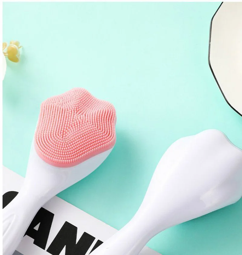 1pc Cat Claw Shape Manual Facial Cleansing Brush Gentle Soft Face Wash Brush Handheld Silicone Face Scrubber Exfoliator