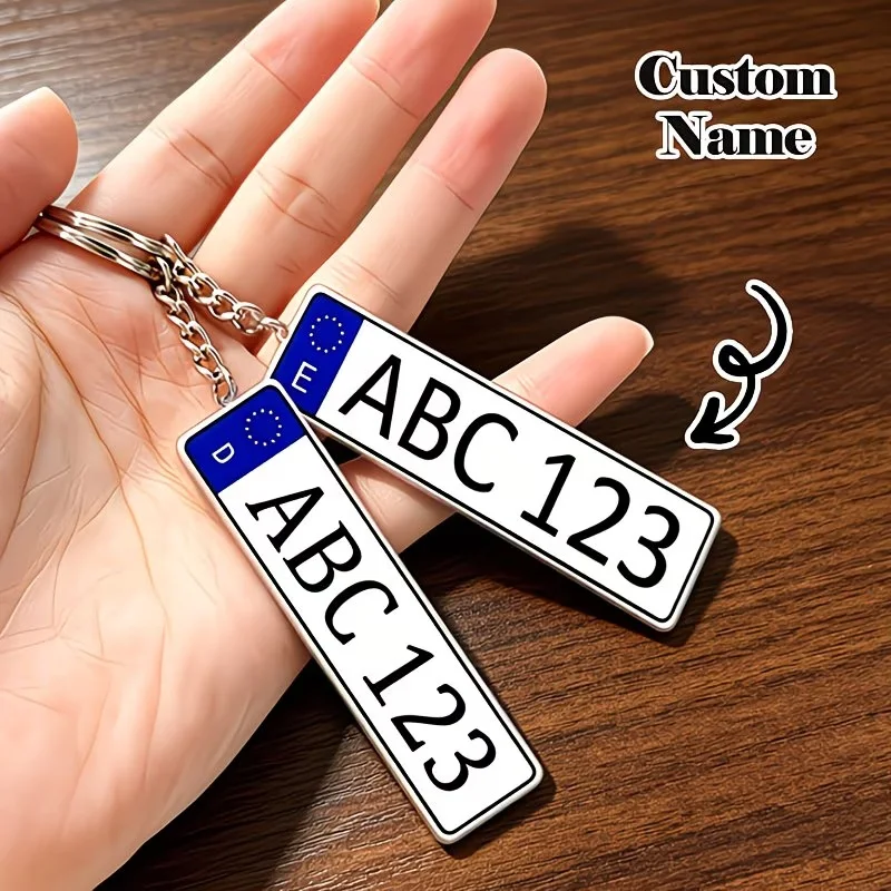 

Custom License Plate Keychain Personalized Text Number Car Plate Keyring Acrylic Key Chain Auto Accessories Gift For Car Lovers