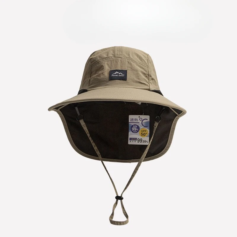 Unisexowe letnie kapelusze Panama z szerokim rondem, wodoodporne i szybkoschnące, kapelusze typu bucket z daszkiem, oddychające kapelusze przeciwsłoneczne z siateczką i osłoną na szyję.
