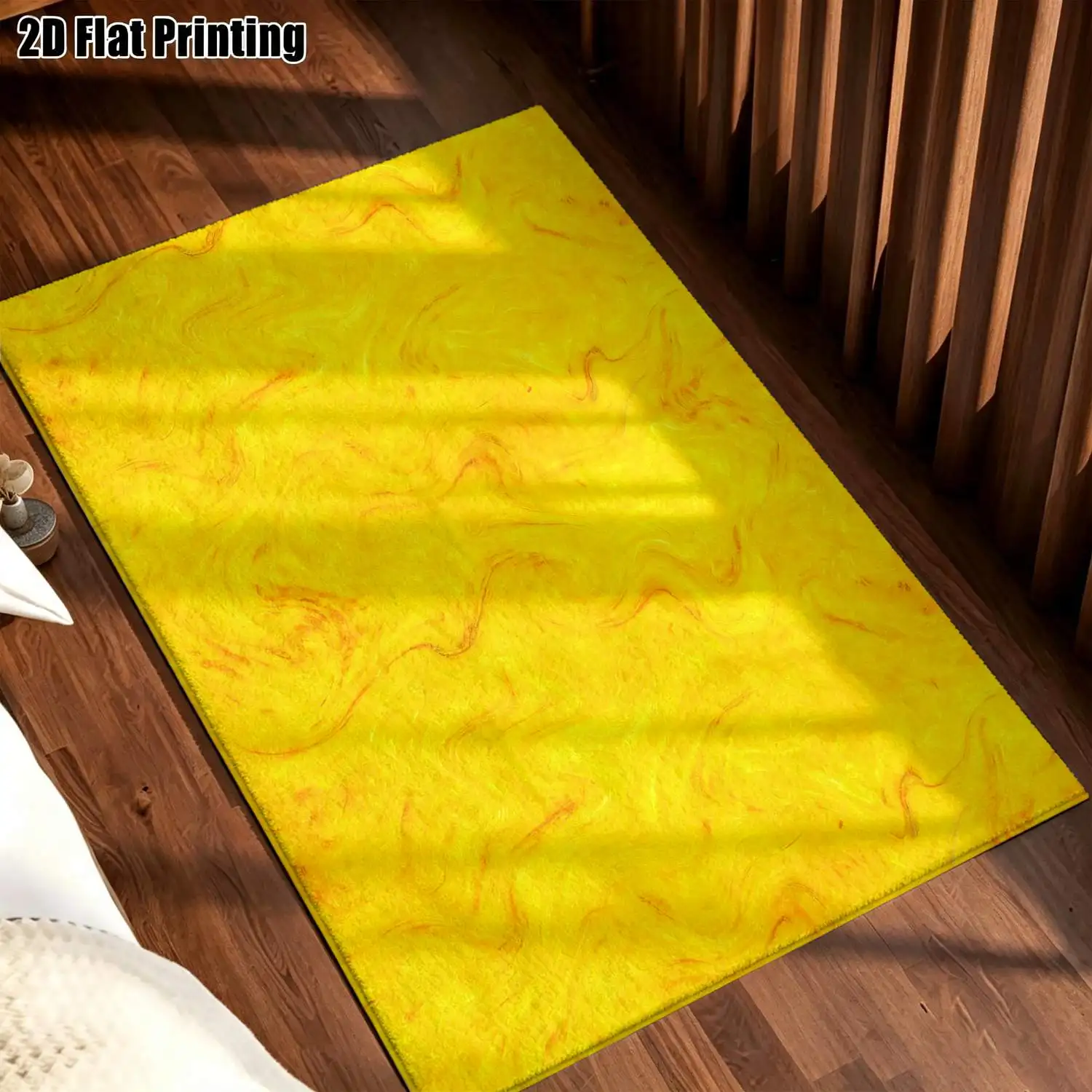 1Pc 2D Printed Bright Yellow Abstract Art Nordic/Instagram Style Modern Minimalist Vintage Carpet: Multi-Size, Machine Washable, Suitable for Entrance, Dining Room, Foyer, Bedroom, Living Room Home Decoration