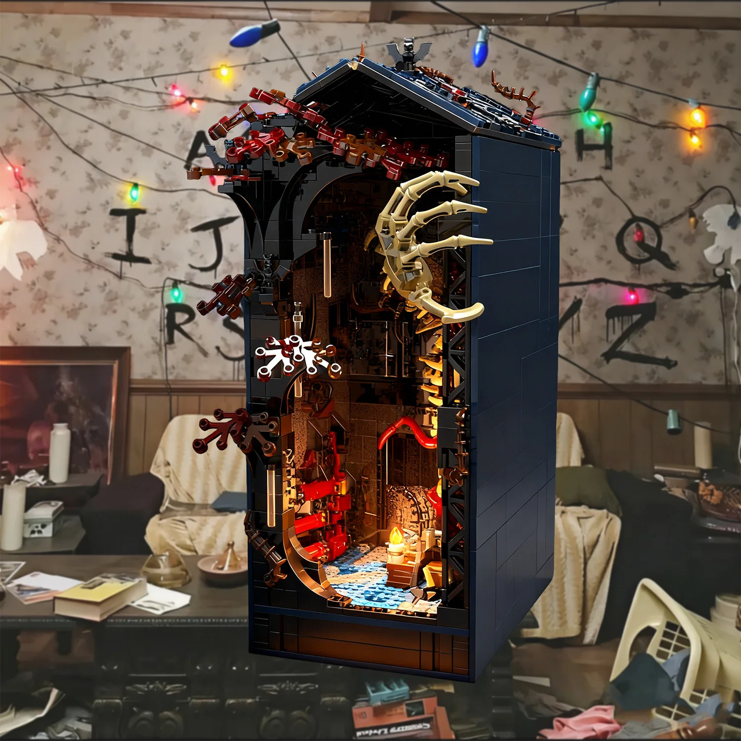 

1206 шт. блоки, модель книжной подставки для странных вещей, модель лампы, орнамент, строительные блоки, сборные игрушки, детские рождественские подарки