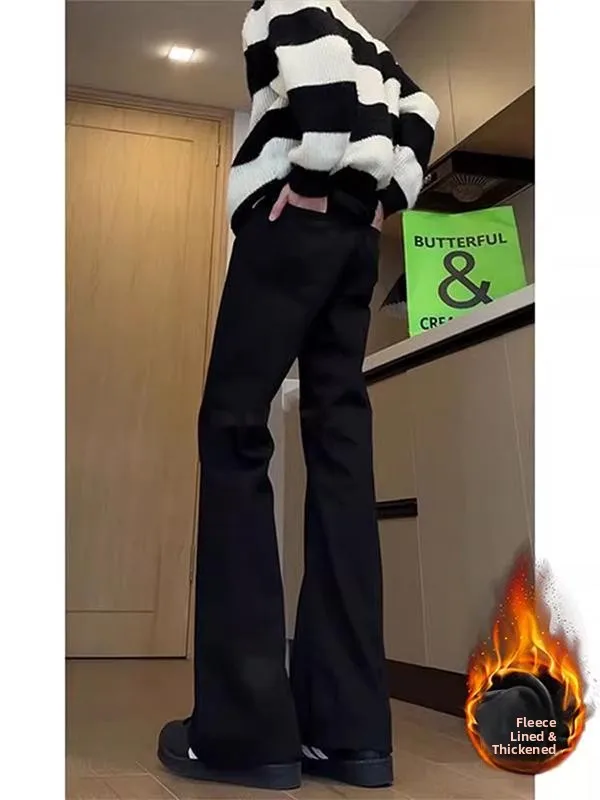 

Мужские джинсы Cleanfit с флисовой подкладкой, черные, эластичные, широкие, винтажные, повседневные брюки, осенне-зимняя мода