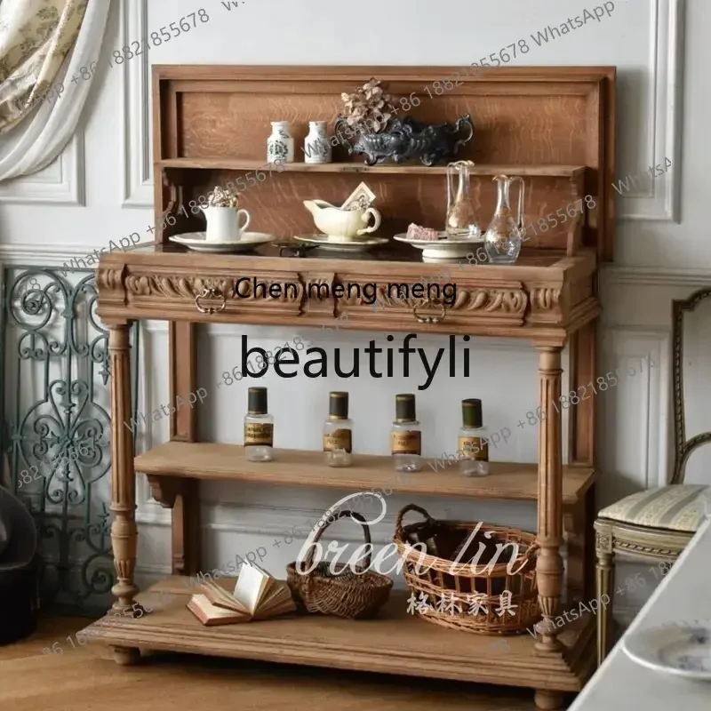 New arrive French retro solid wood carving flower entrance table American living room decoration cabinet, medieval entrance tabl