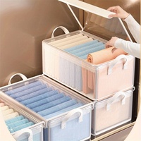 1 stackable storage box with reinforced handle and flap, durable rectangular multi-purpose clothing storage box