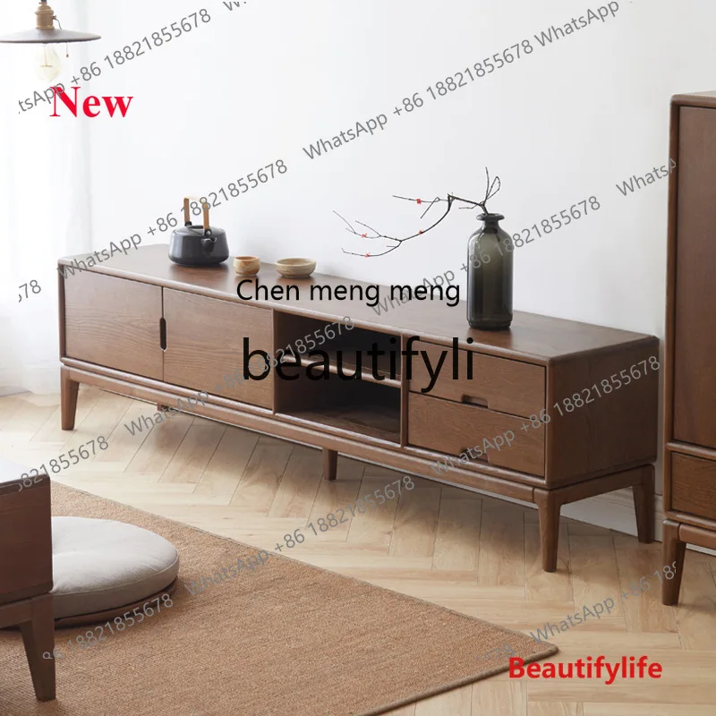 

cn8350 ss All Solid Wood TV Cabinet Black Walnut Living Room Small Apartment Retro TV Cabinet Vintage French Style