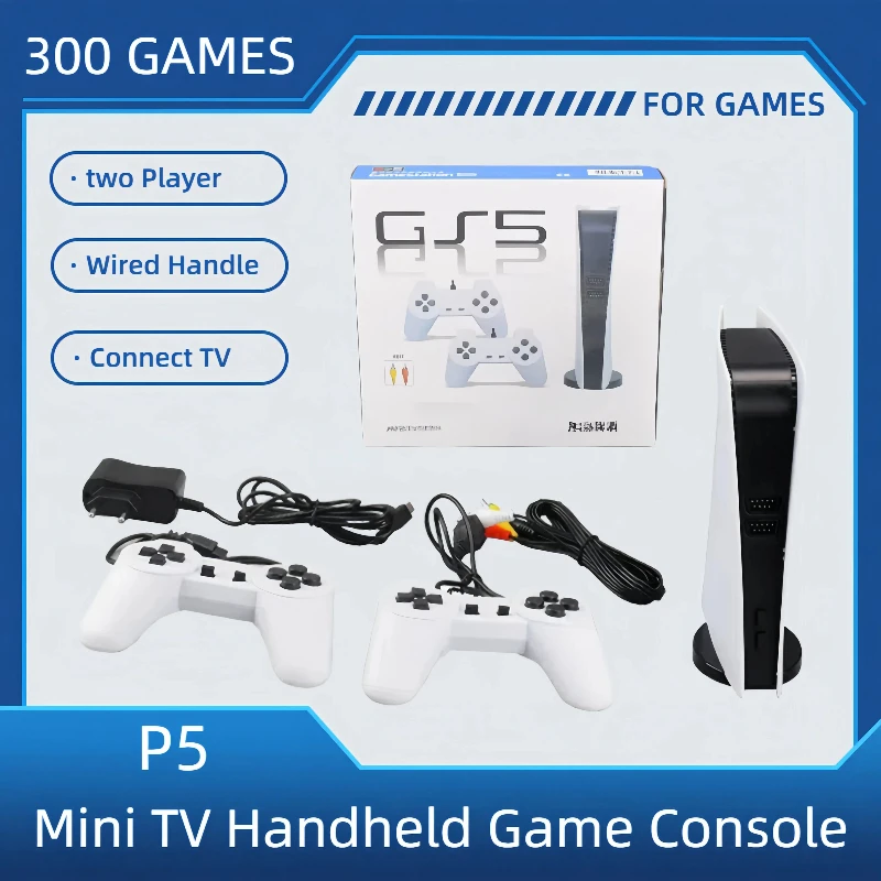 وحدة تحكم ألعاب فيديو GS5 300 لعبة تلفزيون صغير سلكي وحدة تحكم محمولة لعبة فيديو ريترو مخرج عالي الوضوح مشغلين #1