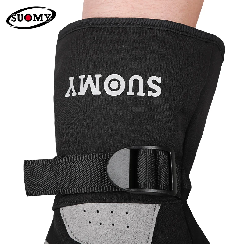 SUOMY Autumn Winter A little Velvet Motorcycle Gloves: Long Waterproof Warm Touch Screen Riding Gloves for Early Cold Weather