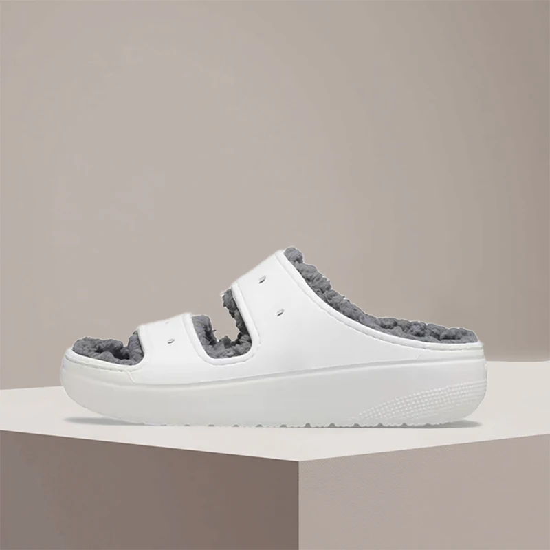Crocs Classic Cozzzy White Classic Simple Versatile Fleece-Lined Slip-On Unisex Sandal Casual Durable Everyday 207446-100