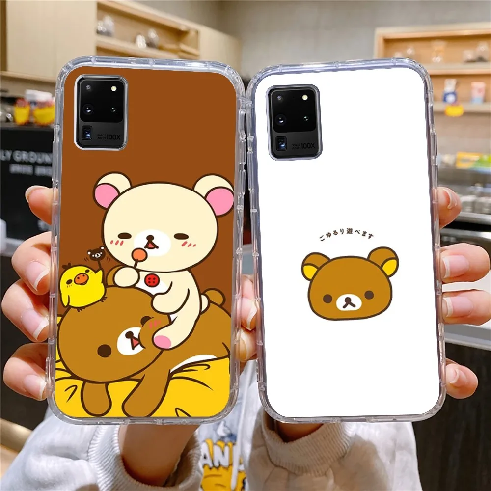 Cute R-Rilakkuma Phone Case For Samsung Galaxy A52 A12 A51 S21 Edge S22ULTRA S23 S20LITE Plus ultra Transparent Cover