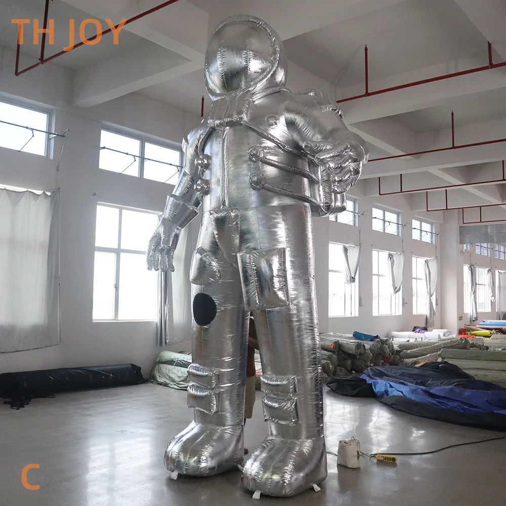 fast air ship to door,Silver shiny Advertising Inflatable Astronaut, 4m 13ft Inflatable Spaceman cartoon for outdoor Decoration