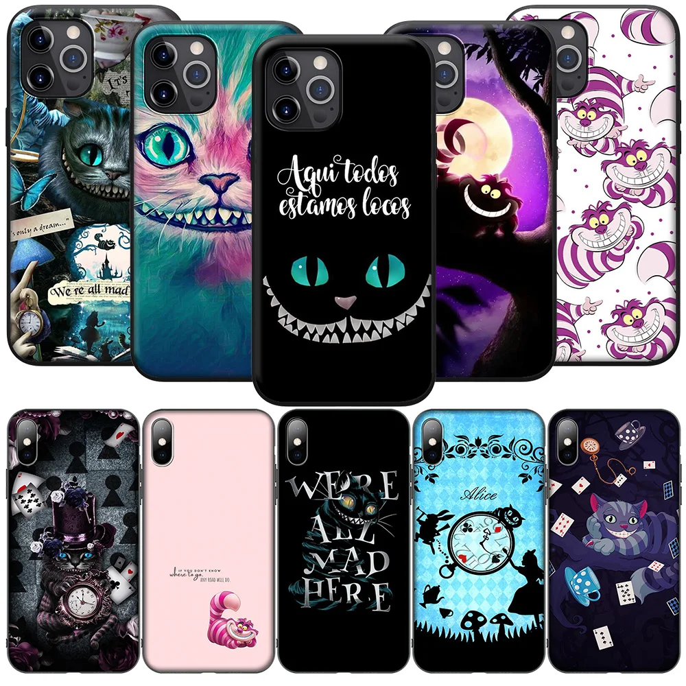 SO8 Alice in Wonderland Cute Cat Case for Samsung Galaxy A41 A42 A71 A72 A73 J2 J4 J5 J6 J7 J8 A6 A7 A8 A9 Plus 2018