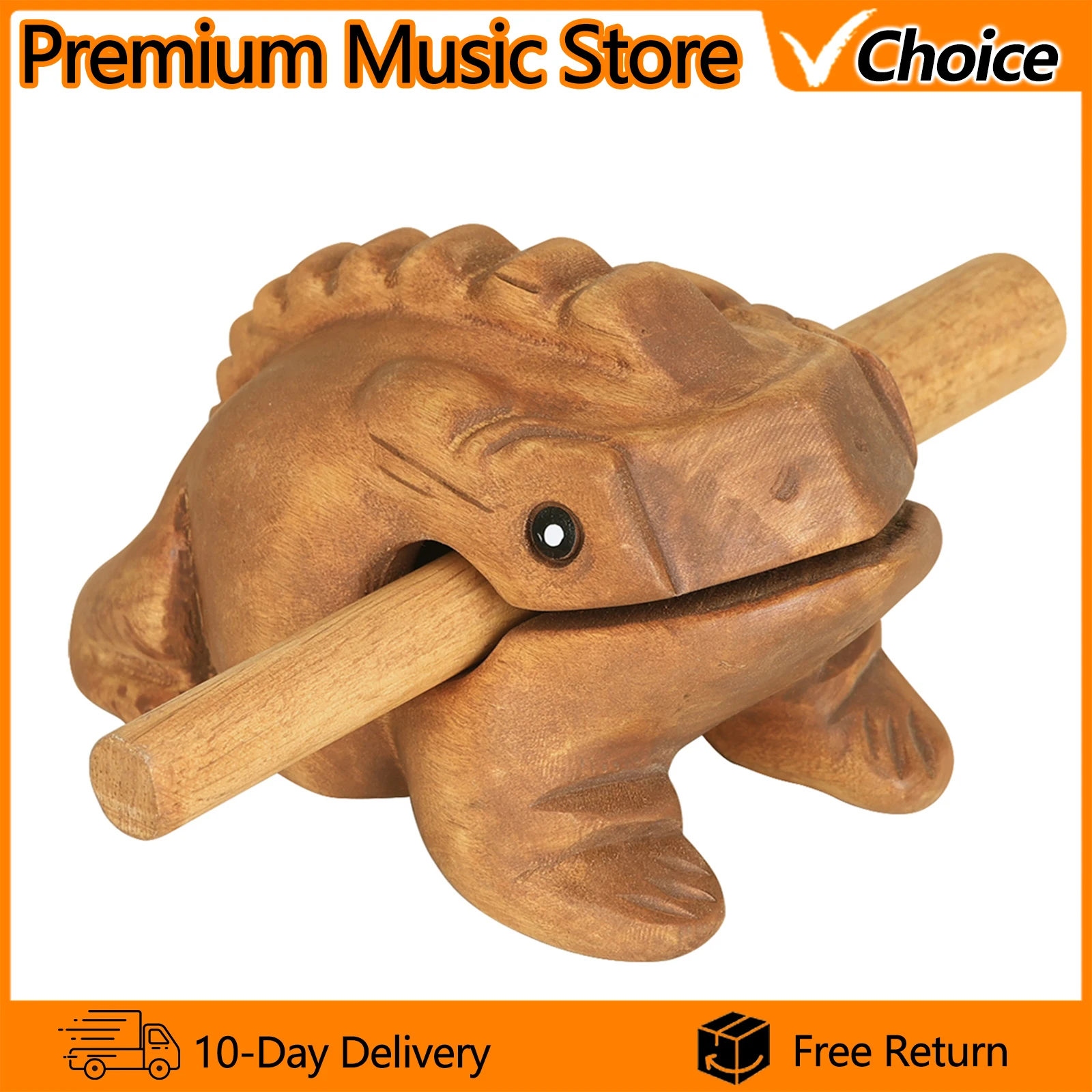1pc Wooden Frog Guiro Rasp Handcrafted Wooden Frog African Wooden Frog Rasp Percussion Instrument for Classroom Gift Home Decor