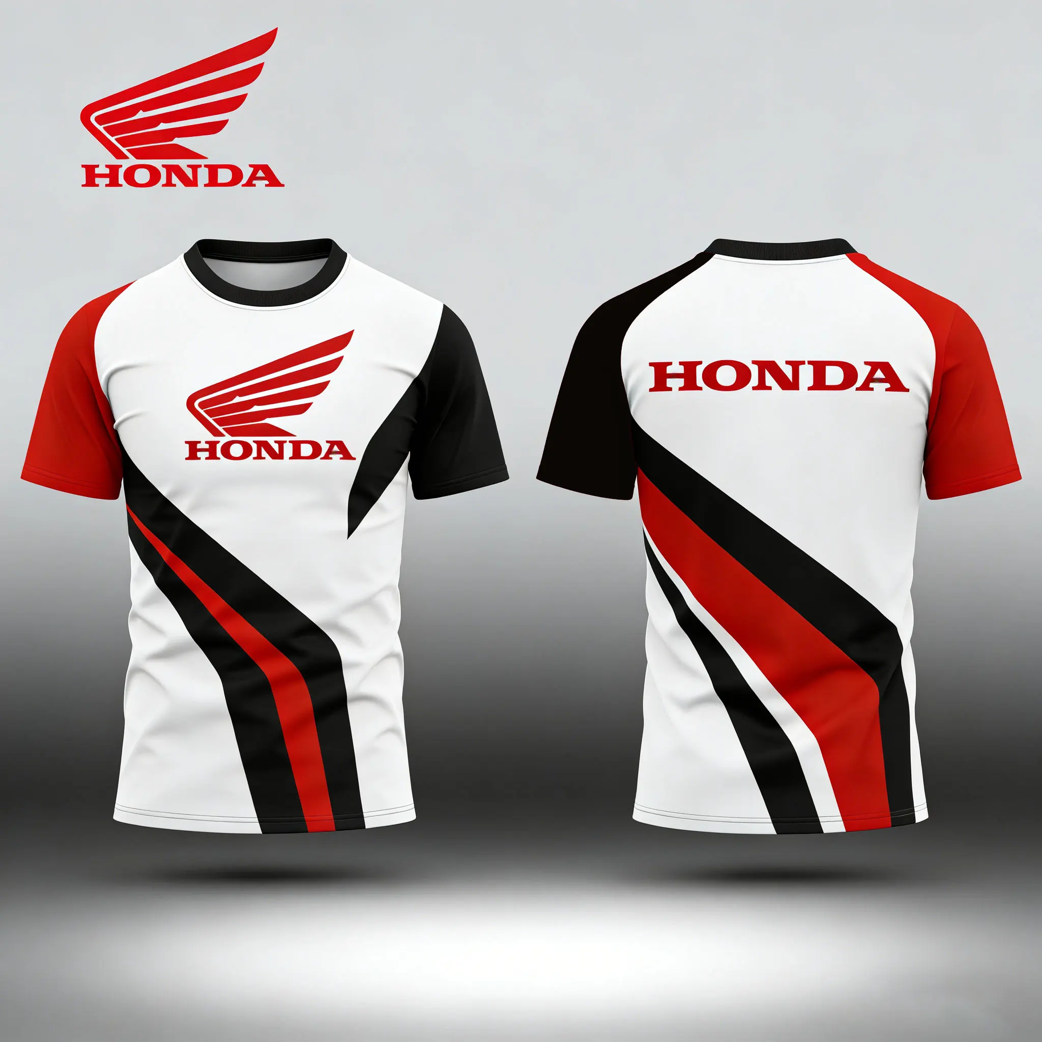 

Мужская повседневная футболка Honda с короткими рукавами и круглым вырезом с 3D принтом для любителей автомобилей, сбор спорта и отдыха, гонок на велосипеде