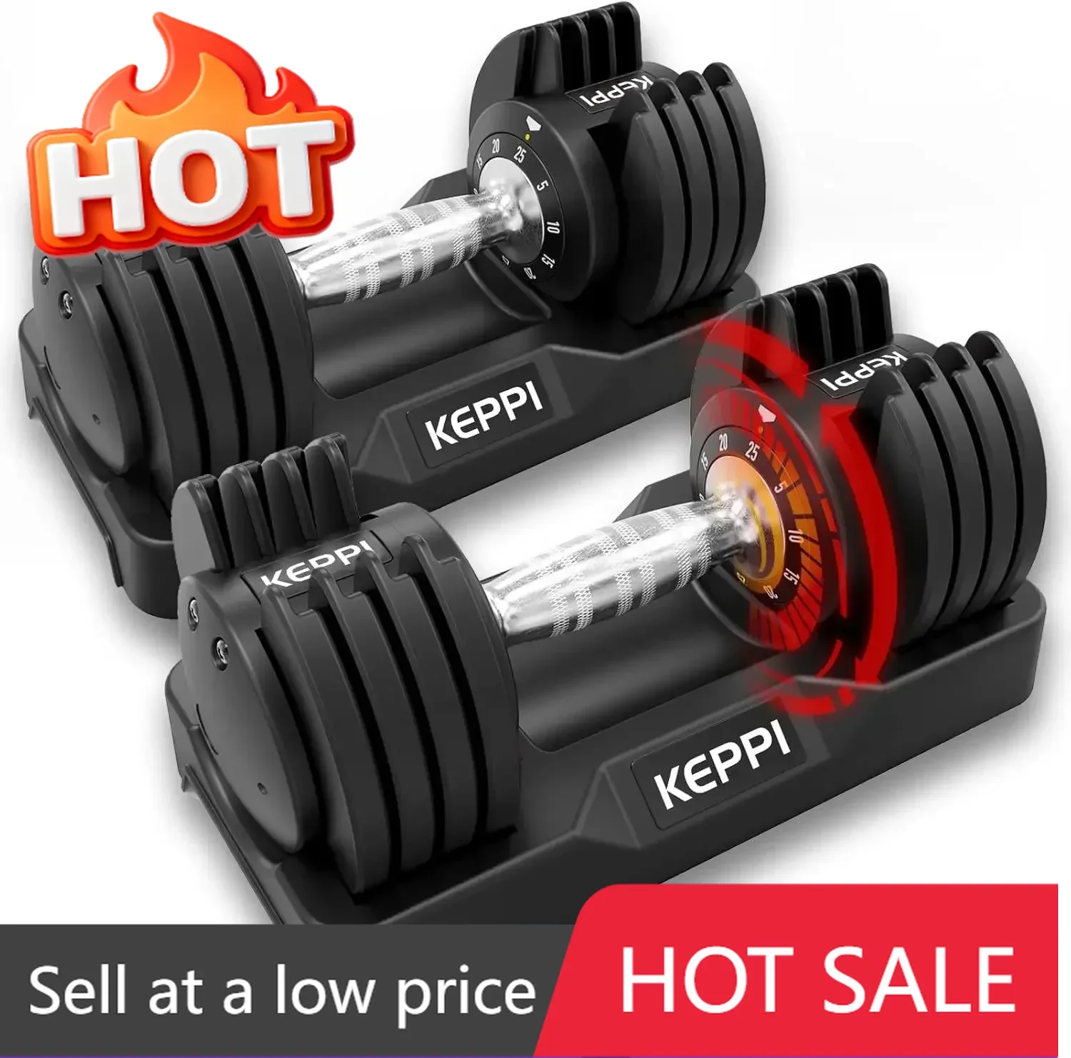 Adjustable Dumbbells Full Body Workout Weight Set Exercise Fitness Metal Handle