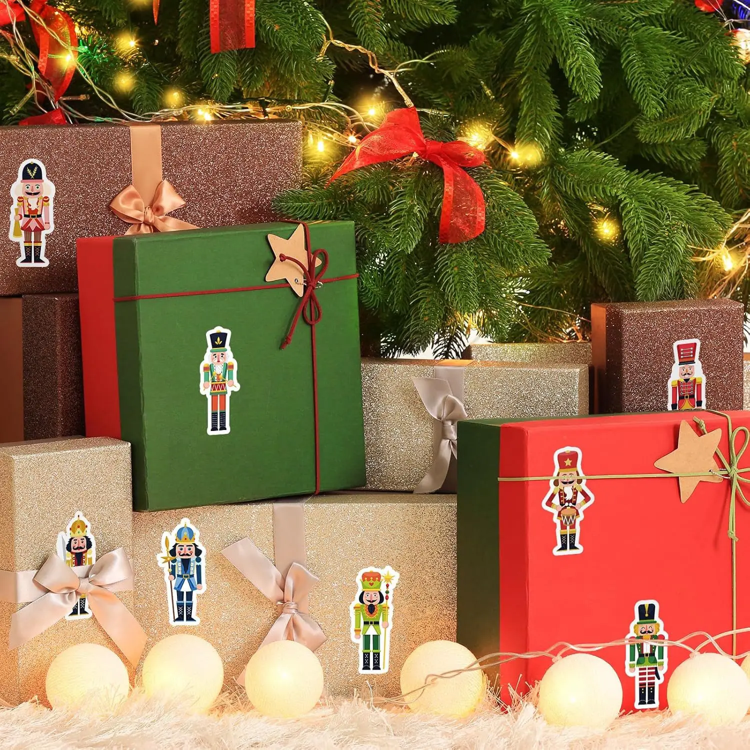 1000 قطعة (1 لفة) عيد الميلاد كسارة البندق ملصق لفة عيد الميلاد الكرتون كسارة البندق الملك والجندي ملصق ملصقات