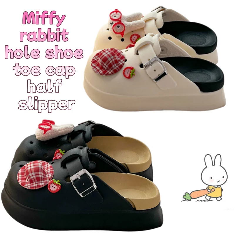 

Милые аниме-тапочки Miffy Rabbit с толстой подошвой, дышащие, нескользящие, модные полутапочки Baotou