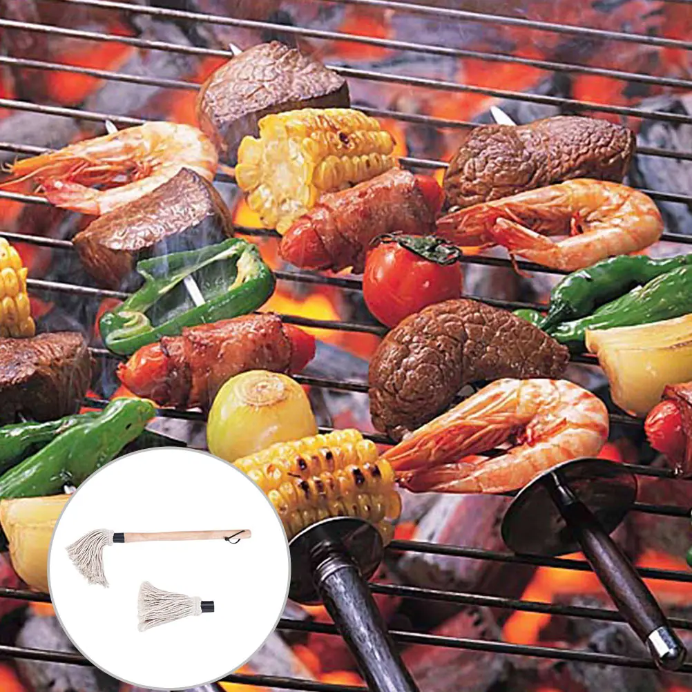 

1 set Bbq Brush High Temperature Resistant Cotton Yarn Basting Tool For Grilling Oil Baking Cooking Kitchen Utensil Set