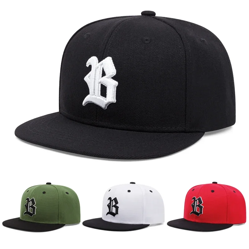 New 2 Letter B Gothic Street Skateboarding Hat Street Dance HipHop Hat Outdoor Sports Sunshade Hat Unisex Flat Edge Baseball Hat