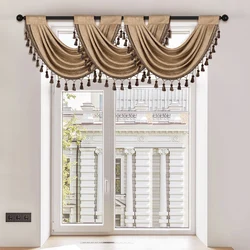 1pc Simple European Style Window Curtain Valance for Living Room,Rod Pocket,Morden Valance with Tassels for Window Decor