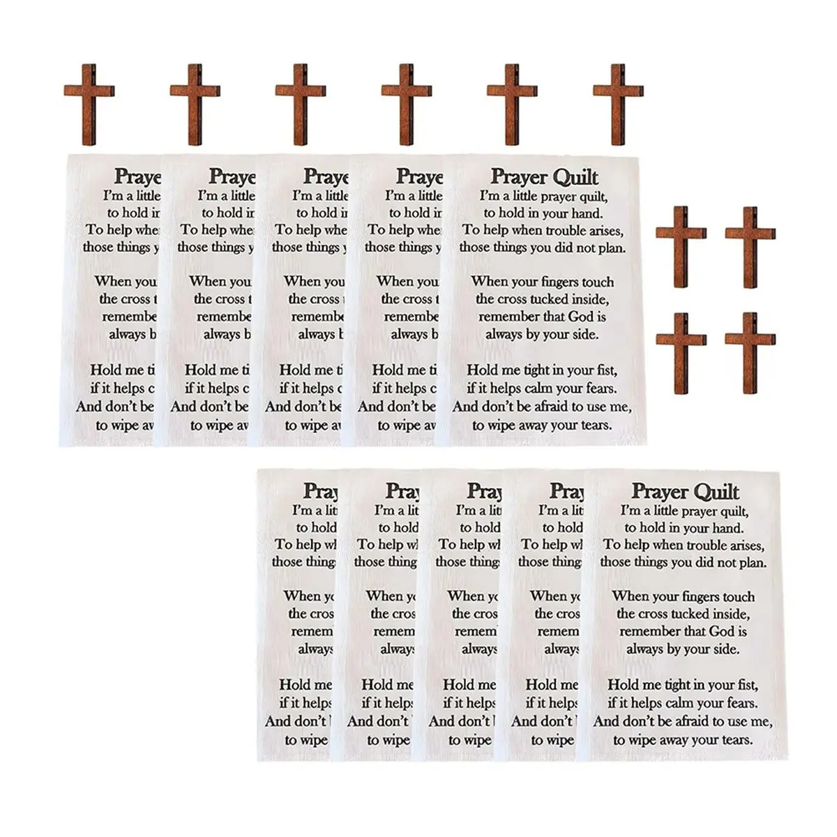 2026 Trend 25pcs Prayer Quilt Text Panel with Wooden ,Faith-Inspired, Pre-Printed Fabric for DIY Craft and Religious Keepsakes