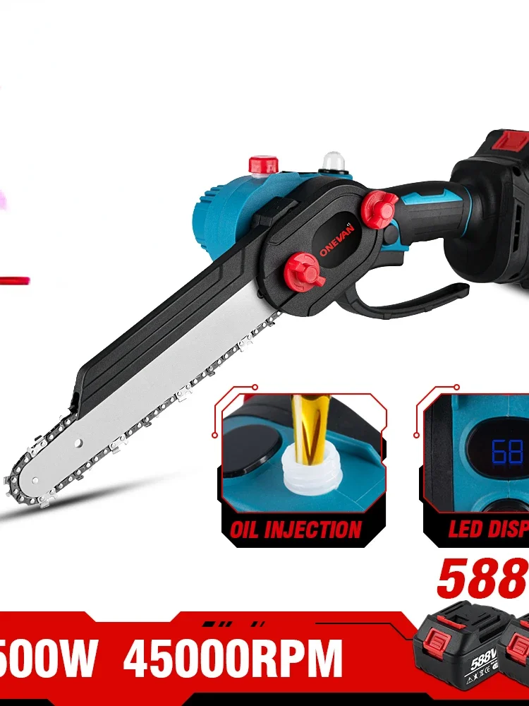 4500W 8Inch Brushless Electric Saw w/Digital Display Screen Adjustable Oil Can Cordless Chiansaw For makita 18v Battery