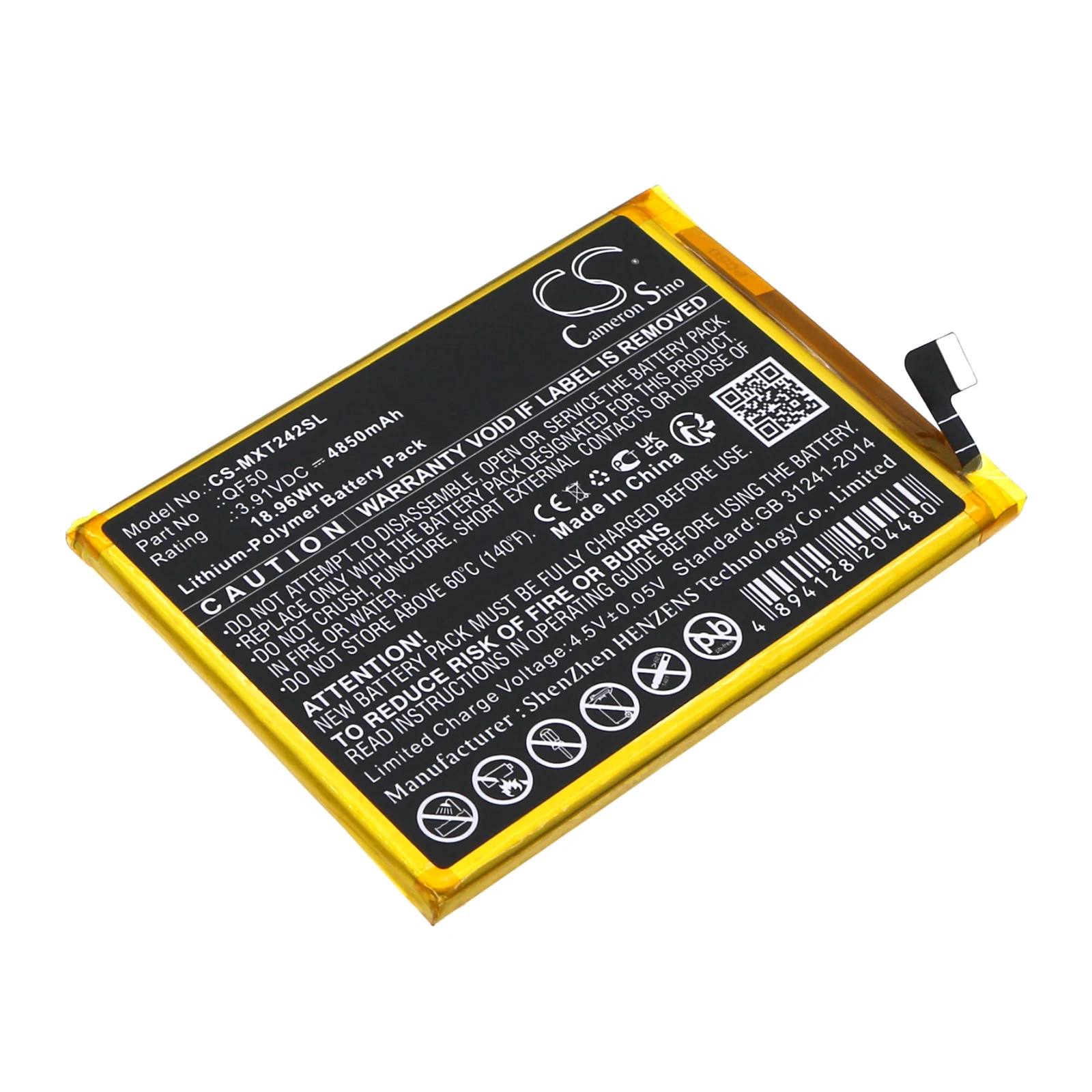 Li-Polymer Battery for Motorola 3.91V 4850mAh Compatible Models: Moto G04,XT2421,Moto G04s NFC 2024,XT2421-10,XT2421-2,XT2421-3,