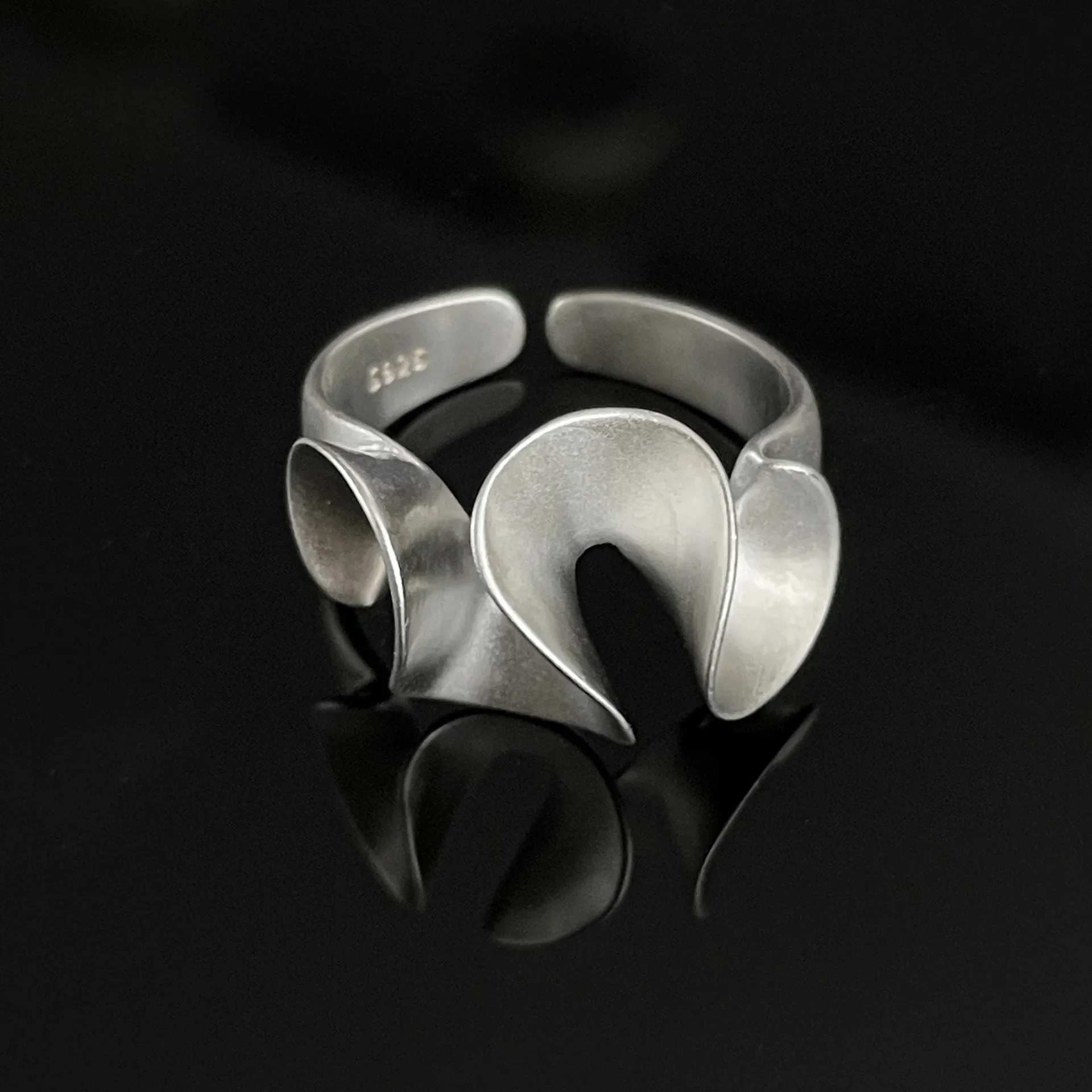 Women's 925 Sterling Silver Open Wide Irregular Ring