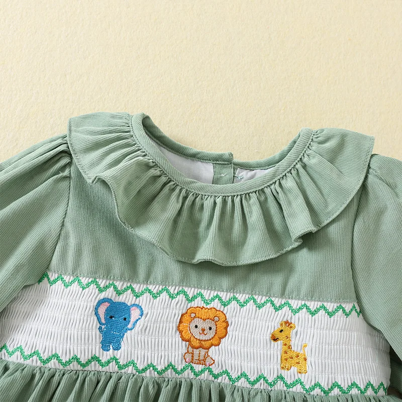 Robe d'automne à manches longues pour filles, avec col à volants, robes de princesse brodées, tenue mignonne pour fête d'halloween, 2025