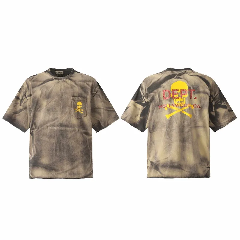 GALLERY DEPT joint wash tie dyeing bronzing printing short sleeve American retro old curling T-shirt